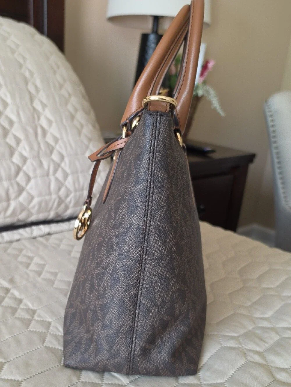 Michael Kors Brown Monogram Satchel with Matching Wallet